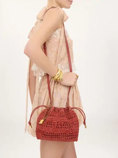 Chloé Mini Summer Banana drawstring shoulder bag in raffia | Thumbnail 3
