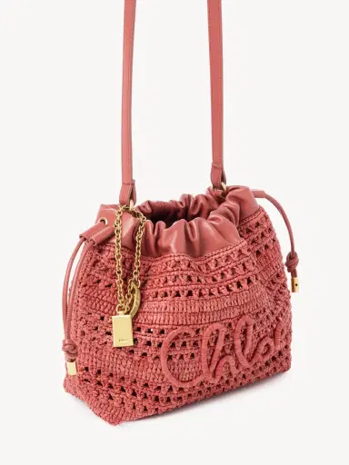 Chloé Mini Summer Banana drawstring shoulder bag in raffia | Thumbnail 4