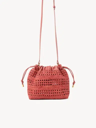Chloé Mini Summer Banana drawstring shoulder bag in raffia | Thumbnail 5