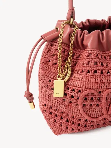 Chloé Mini Summer Banana drawstring shoulder bag in raffia | Thumbnail 7