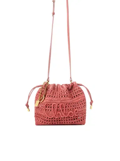 Chloé Mini Summer Banana drawstring shoulder bag in raffia | Thumbnail 1