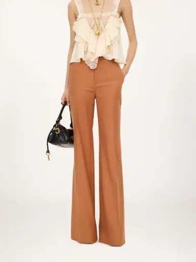 Chloé High-rise flared pants in wool gabardine | Thumbnail 4