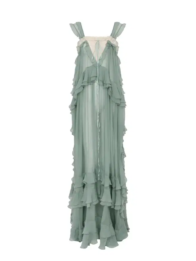 Chloé Sleeveless layered long dress in silk mousseline & lace