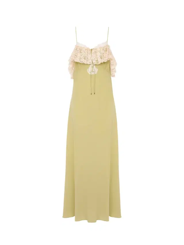 Chloé Thin-strap long dress in crêpe de chine & lace