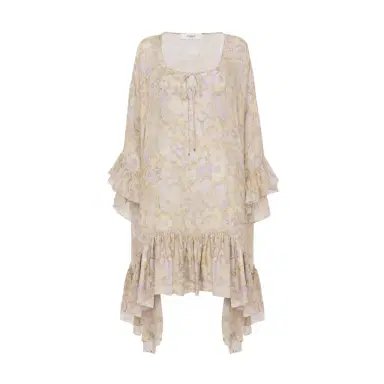 Chloé Knee-length ruffled kaftan in silk charmeuse | Thumbnail 1