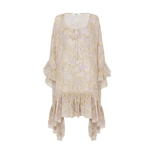 Chloé Knee-length ruffled kaftan in silk charmeuse