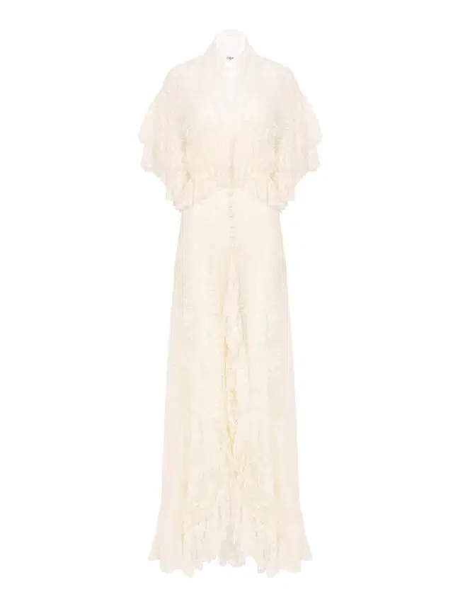 Chloé Long ruffled dress in lace