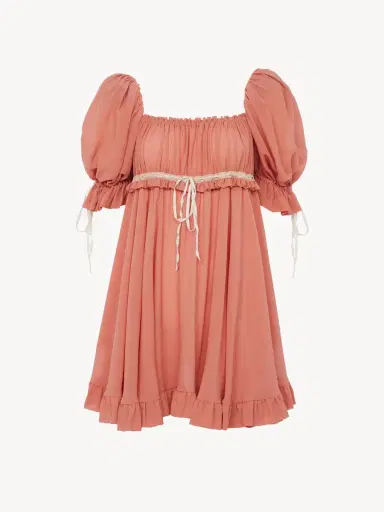 Chloé Puff-sleeve mini dress in silk georgette | Thumbnail 2
