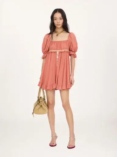 Chloé Puff-sleeve mini dress in silk georgette | Thumbnail 3