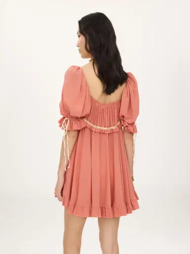 Chloé Puff-sleeve mini dress in silk georgette | Thumbnail 5