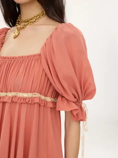 Chloé Puff-sleeve mini dress in silk georgette | Thumbnail 7