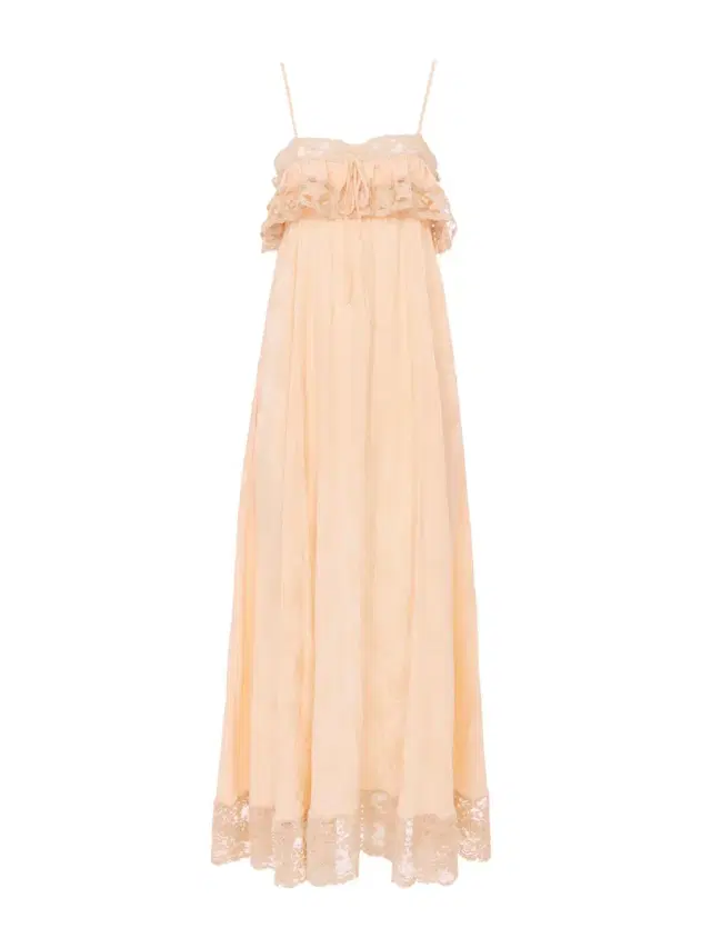 Chloé Thin-strap long dress in silk jacquard & lace