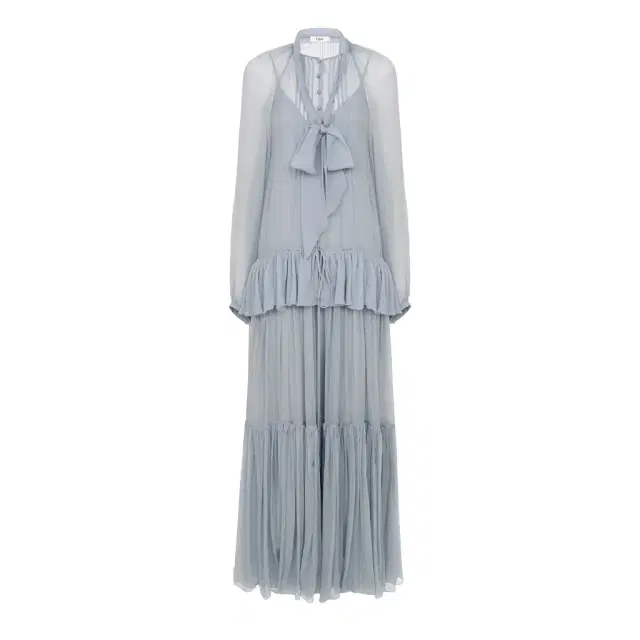 Chloé Fluid lavallière long dress in silk mousseline