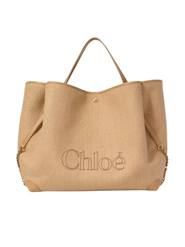 Chloé Large Chloé Clover double carry bag in raffia-effect fibers