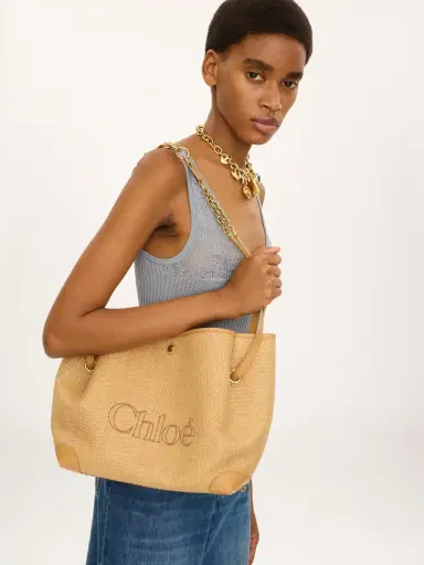 Chloé Chloé Clover double carry bag in raffia-effect fibers | Thumbnail 3