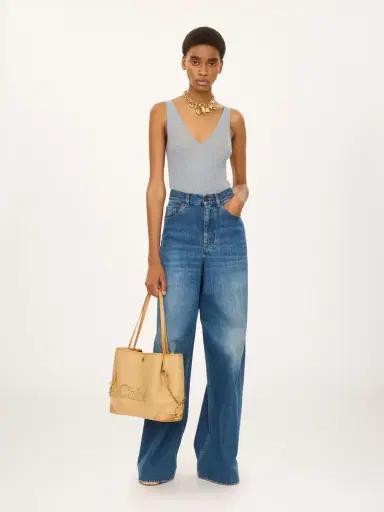 Chloé Chloé Clover double carry bag in raffia-effect fibers | Thumbnail 8