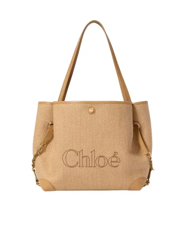 Chloé Chloé Clover double carry bag in raffia-effect fibers