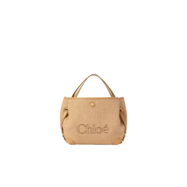 Chloé Small Chloé Clover double carry bag in raffia-effect fibers