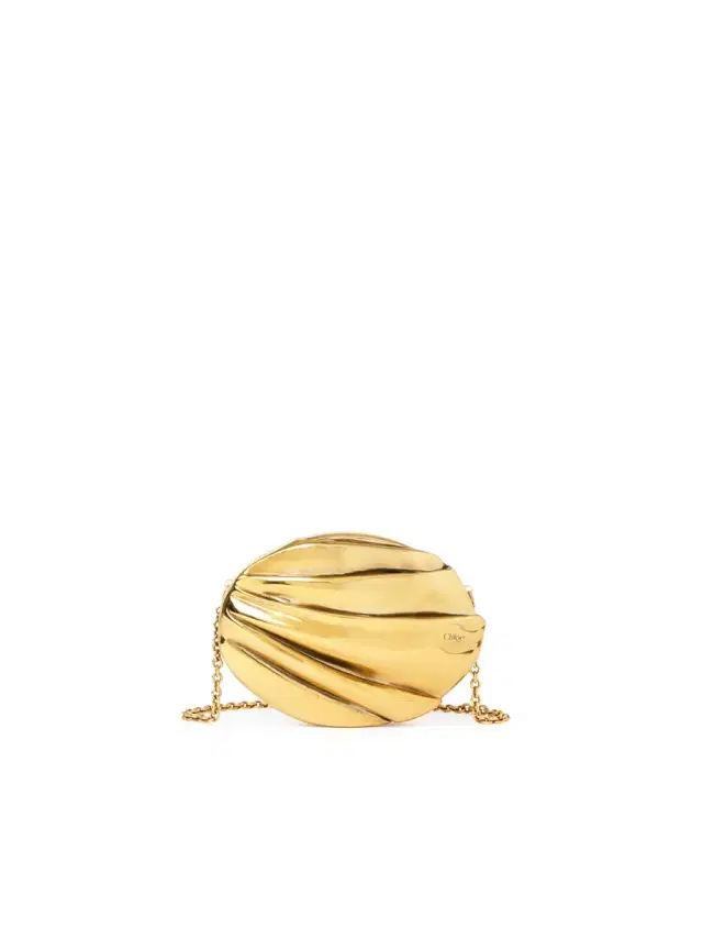 Chloé Chloé Plissé minaudière with chain in copper & brass
