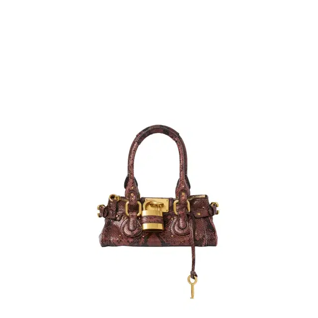 Chloé Small Paddington bag in python-effect leather