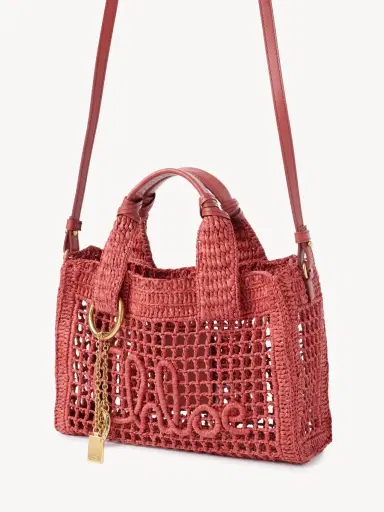 Chloé Small Summer Banana east-west tote bag with strap in raffia | Thumbnail 4