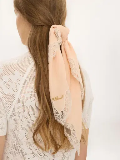 Chloé The Chloé Poetic square scarf in silk & lace | Thumbnail 3 Chloé The Chloé Poetic square scarf in silk & lace | Thumbnail 3