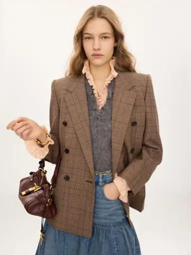 Chloé Double-breasted tailored jacket in check wool | Thumbnail 4