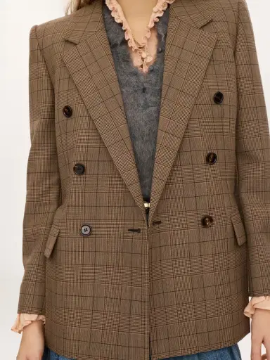 Chloé Double-breasted tailored jacket in check wool | Thumbnail 5
