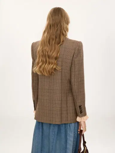 Chloé Double-breasted tailored jacket in check wool | Thumbnail 6