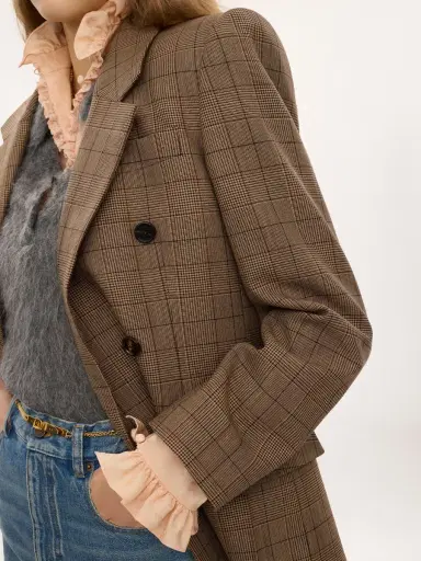Chloé Double-breasted tailored jacket in check wool | Thumbnail 7