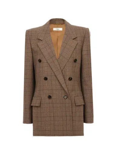 Chloé Double-breasted tailored jacket in check wool | Thumbnail 1