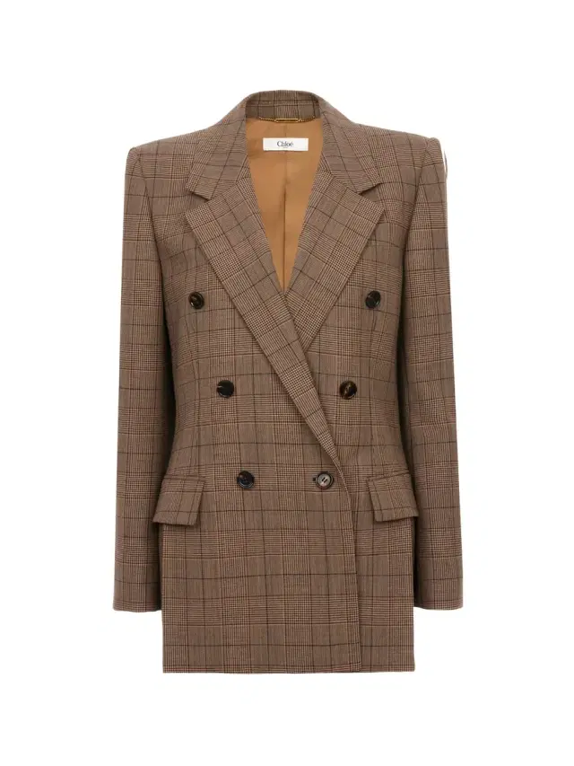 Chloé Double-breasted tailored jacket in check wool