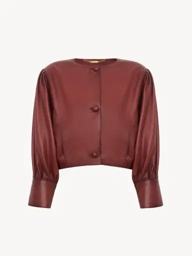 Chloé Cropped collarless jacket in leather | Thumbnail 2
