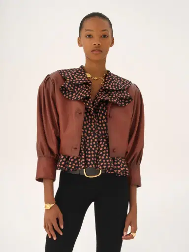Chloé Cropped collarless jacket in leather | Thumbnail 4