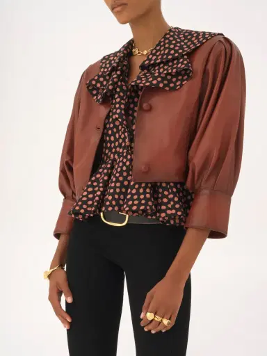 Chloé Cropped collarless jacket in leather | Thumbnail 6