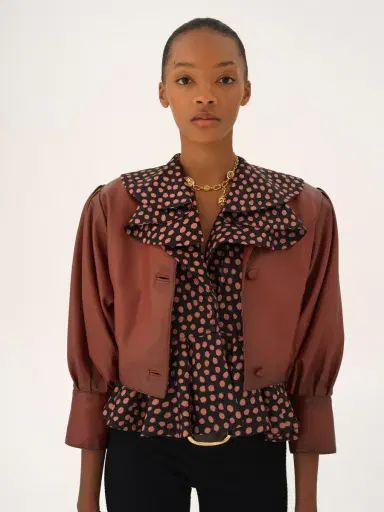 Chloé Cropped collarless jacket in leather | Thumbnail 7