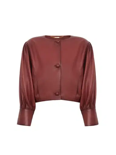 Chloé Cropped collarless jacket in leather | Thumbnail 1