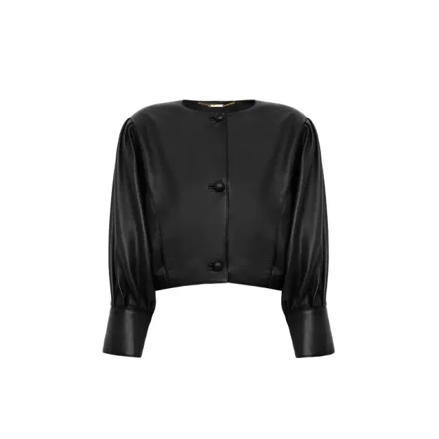 Chloé Cropped collarless jacket in leather