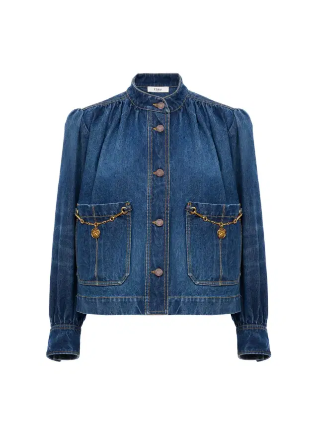 Chloé High-neck gathered jacket in denim