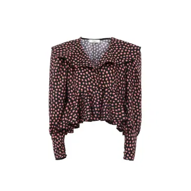 Chloé V-neck ruffle top in silk jacquard | Thumbnail 1