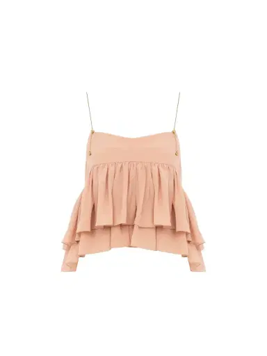 Chloé Sleeveless ruffle top in silk georgette | Thumbnail 2