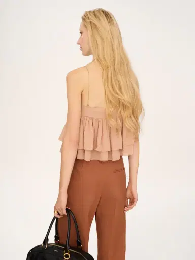 Chloé Sleeveless ruffle top in silk georgette | Thumbnail 5
