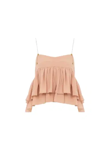 Chloé Sleeveless ruffle top in silk georgette | Thumbnail 1