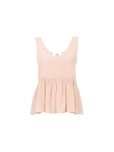 Chloé Gathered sleeveless top in crêpe de chine | Thumbnail 1