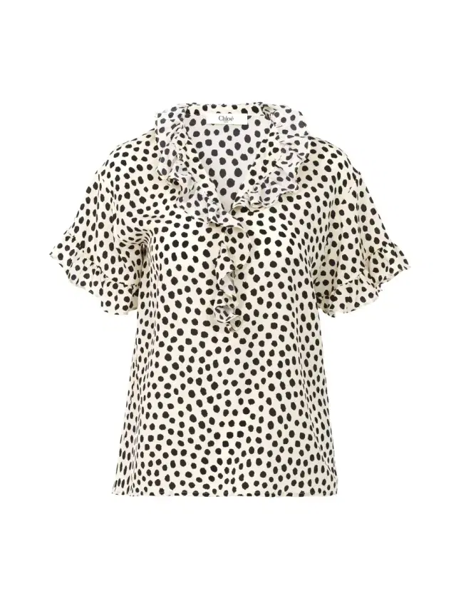 Chloé Short-sleeve ruffle top in crêpe de chine