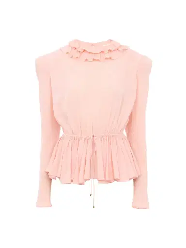 Chloé Drawstring ruffle top in jacquard silk | Thumbnail 2