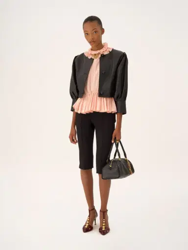 Chloé Drawstring ruffle top in jacquard silk | Thumbnail 3