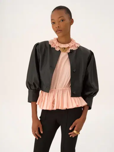 Chloé Drawstring ruffle top in jacquard silk | Thumbnail 4