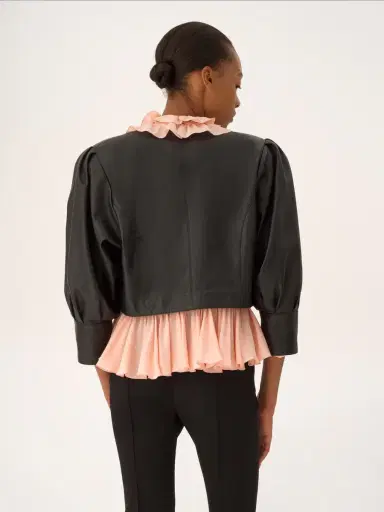 Chloé Drawstring ruffle top in jacquard silk | Thumbnail 5