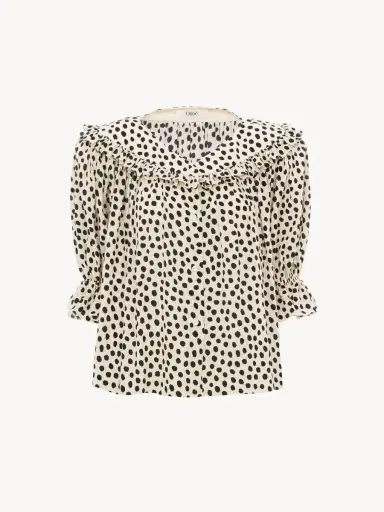 Chloé Puff-sleeve ruffle top in crêpe de chine | Thumbnail 2